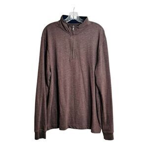 Saddlebred Mens Size L‎ Brown Quarter Zip Long Sleeve Pullover Sweater